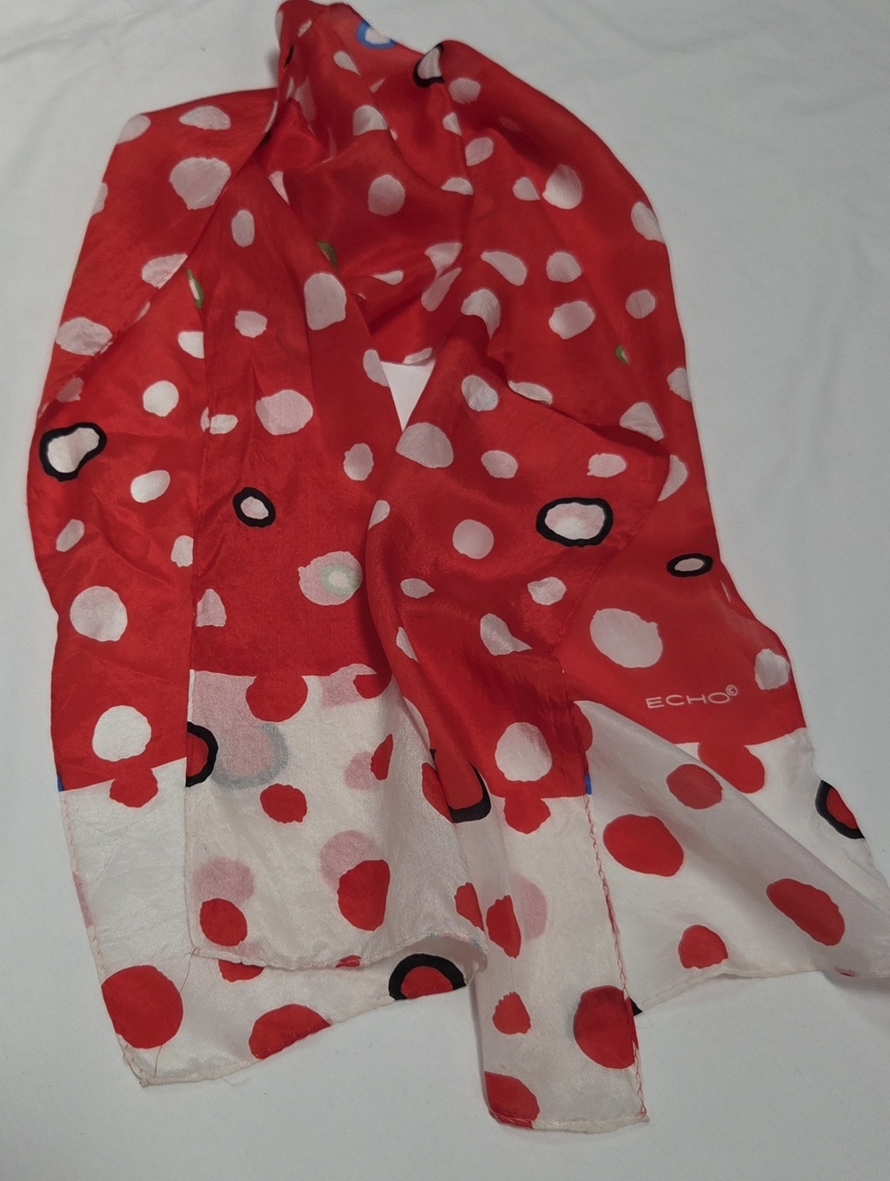 Echo Abstract Circle Print Silk Scarf - Picture 2 of 8